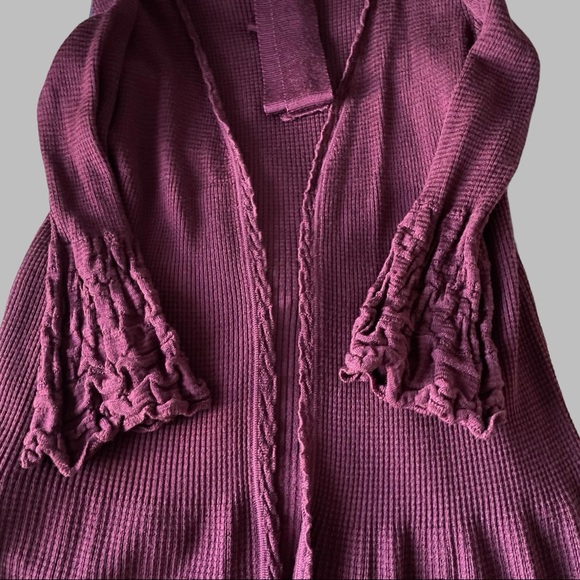 Women’s Knit Wrap Sweater/Belted Jacket/Long Cardigan in Burgundy (Size Small) - Picture 12 of 13